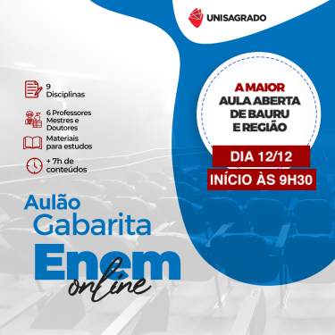 UNISAGRADO promove revisão gratuita para o ENEM