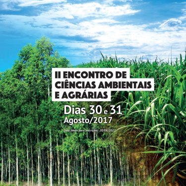 2� Encontro de Ci�ncias Ambientais e Agr�rias ser� nos dias 30 e 31 de agosto