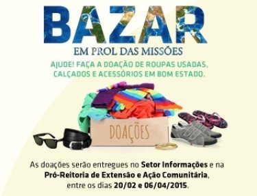 USC faz arrecada��o para bazar solid�rio