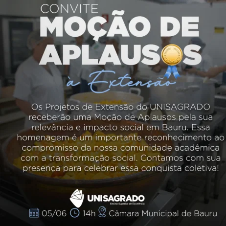 Projetos de extenso do UNISAGRADO receber moo de aplausos na cmara municipal de Bauru